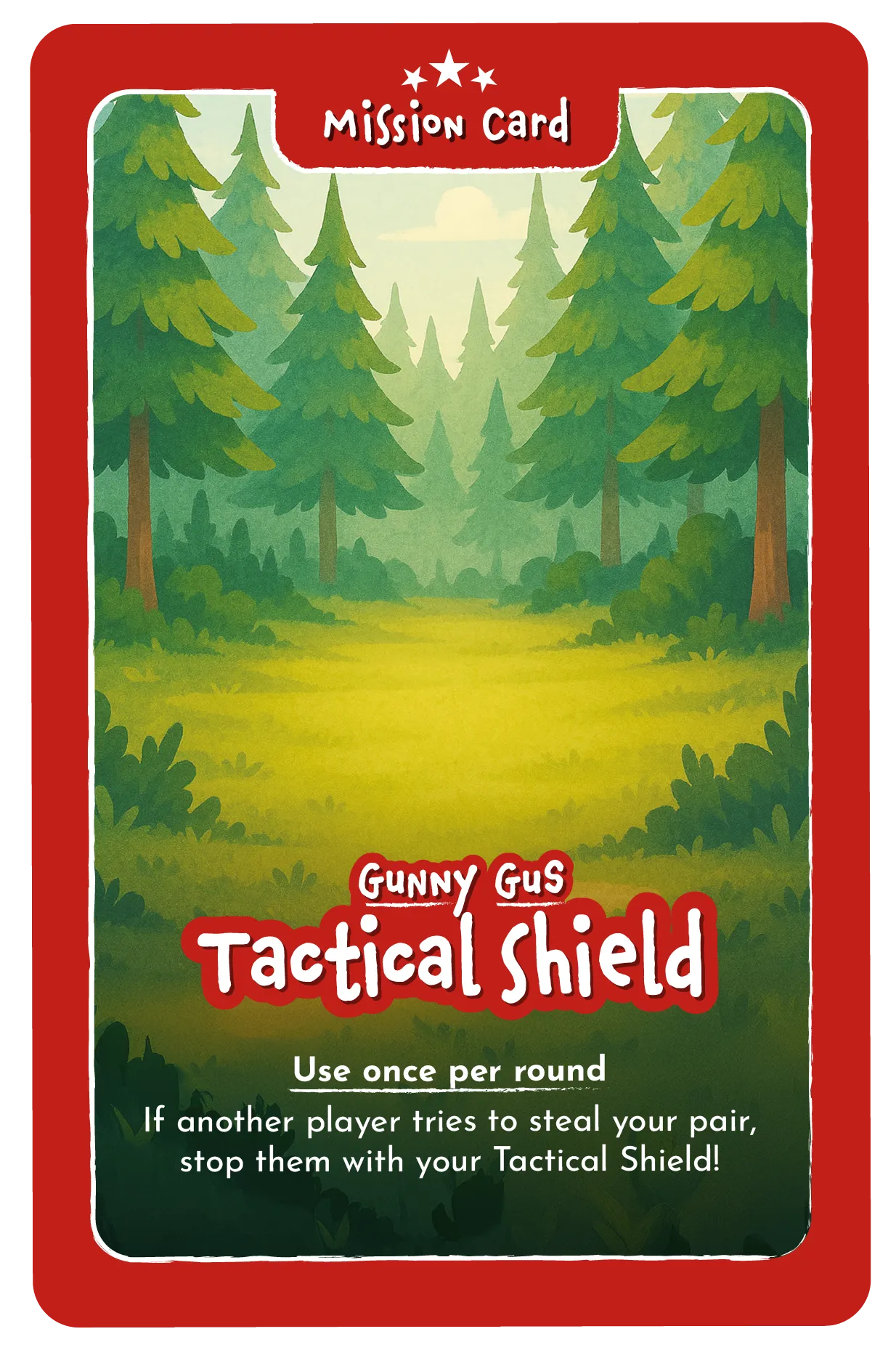 Mission card &mdash; Gunny Gus, Tactical Shield.